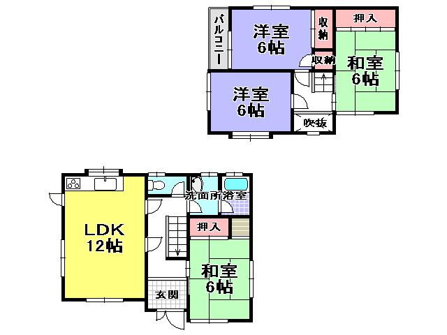 Floor plan. 13.8 million yen, 4LDK, Land area 111 sq m , Building area 86.11 sq m