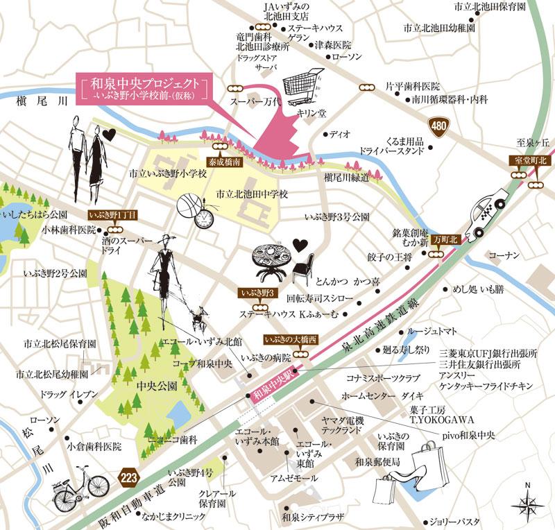 Local guide map. Station within walking distance, Also enhance living facilities