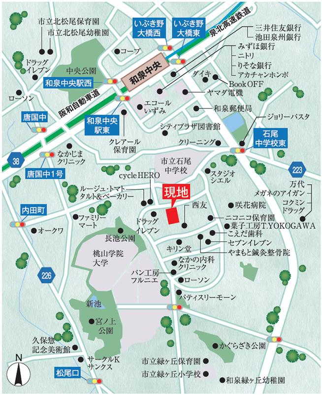 Local guide map. "Attend", "learn", "buy", "play" is within walking distance. Bouncy heart, Your family a comfortable living environment for everyone. (Local guide map)