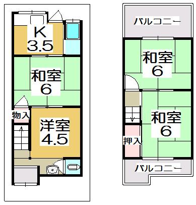 Floor plan. 3.5 million yen, 4K, Land area 43.52 sq m , Building area 50.31 sq m