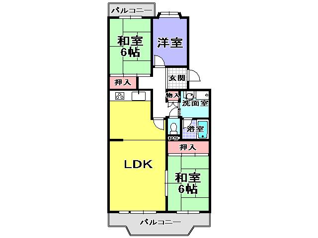 Floor plan. 3LDK, Price 8.8 million yen, Occupied area 74.18 sq m , Balcony area 11.81 sq m