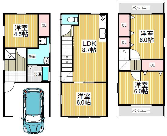 Floor plan. 16.8 million yen, 4LDK, Land area 51.17 sq m , Building area 86.11 sq m