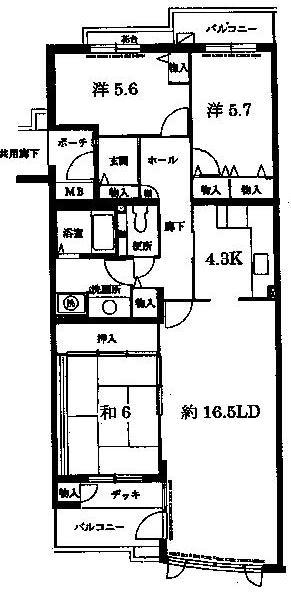 Floor plan. 3LDK, Price 21,800,000 yen, Occupied area 90.61 sq m , Balcony area 9.59 sq m interior renovation completed.