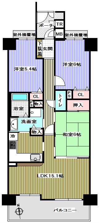 Floor plan. 3LDK, Price 10.8 million yen, Occupied area 71.55 sq m , Balcony area 11.1 sq m