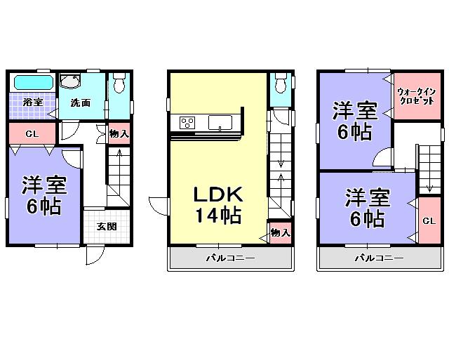 Floor plan. 18,800,000 yen, 3LDK, Land area 75.24 sq m , Building area 85.05 sq m
