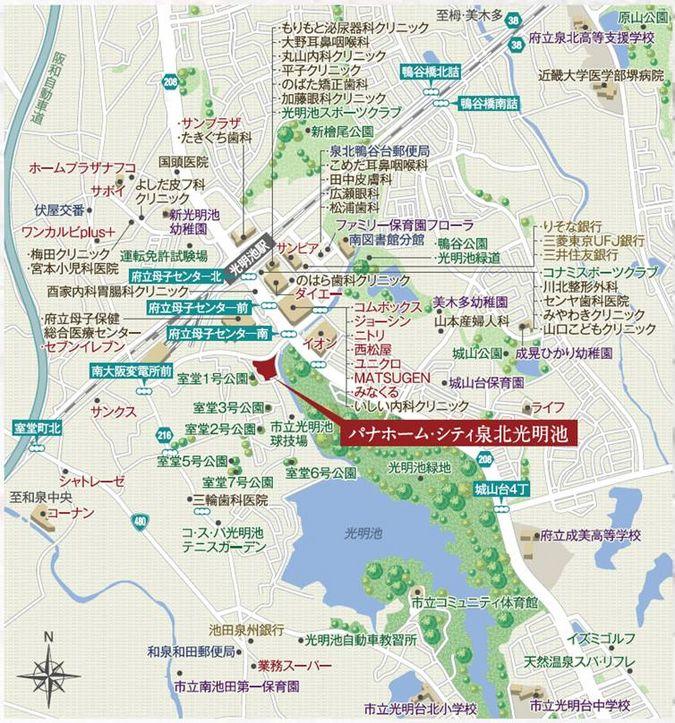 Local guide map. Senboku high-speed rail "Komyoike" an 8-minute walk !!