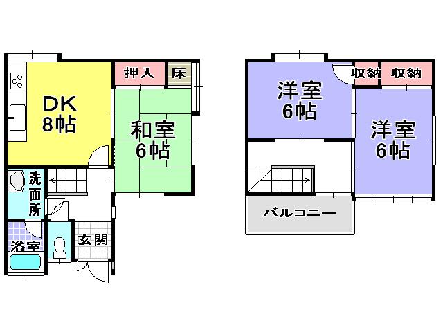 Floor plan. 10.8 million yen, 3DK, Land area 64.69 sq m , Building area 62.99 sq m