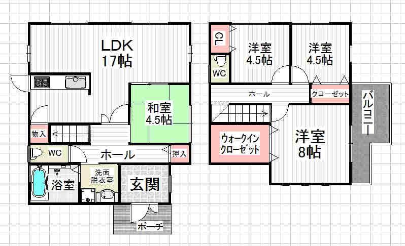 Floor plan. 21,800,000 yen, 4LDK + S (storeroom), Land area 151.73 sq m , Building area 99.63 sq m
