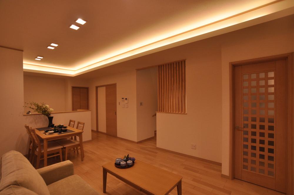 Living room with exquisite placement of the indirect lighting and down lights.