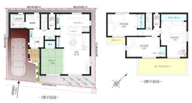 Building plan example (floor plan). Building plan example (No. 2 place 4LDK plan) 4LDK, Land price 16.6 million yen, Land area 94.05 sq m , Building price 17,440,000 yen, Building area 97.08 sq m