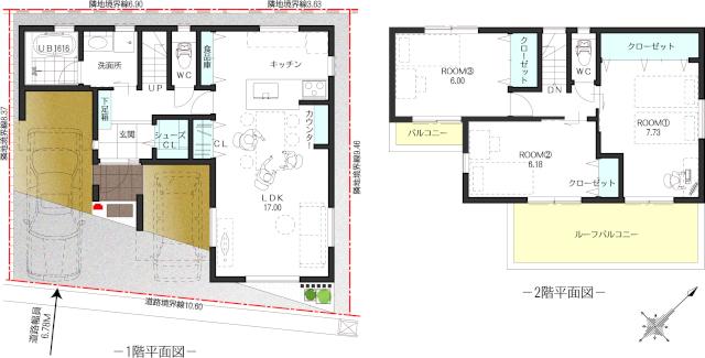Building plan example (floor plan). <This house Izumiotsu Kitatoyonaka>