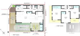 Compartment view + building plan example. Building plan example (No. 9 locations) 4LDK, Land price 14.4 million yen, Land area 91.09 sq m , Building price 16,040,000 yen, Building area 88.89 sq m
