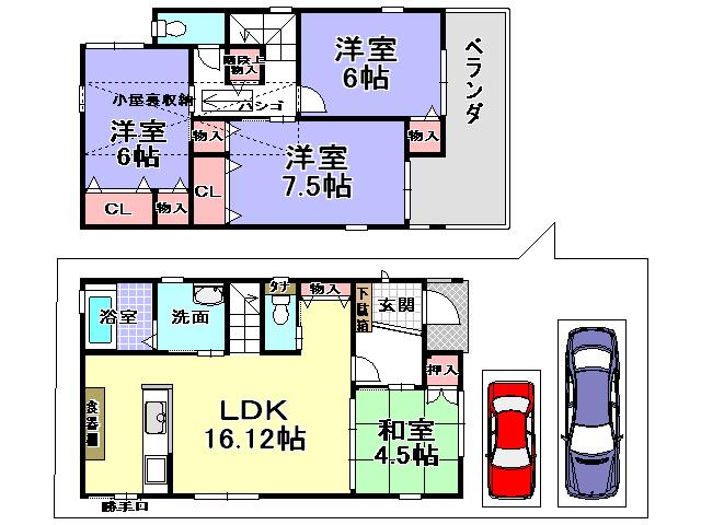 Floor plan. 33,800,000 yen, 4LDK, Land area 103.18 sq m , Building area 96.9 sq m