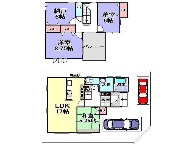 Floor plan. 33,800,000 yen, 3LDK + S (storeroom), Land area 114.3 sq m , Building area 102.68 sq m