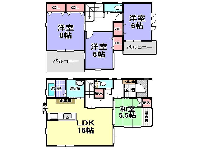 Floor plan. 32,800,000 yen, 4LDK, Land area 109.97 sq m , Building area 102.41 sq m