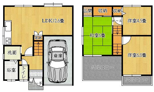 Floor plan. 12.8 million yen, 3LDK, Land area 60.22 sq m , Building area 75.35 sq m Mato drawings
