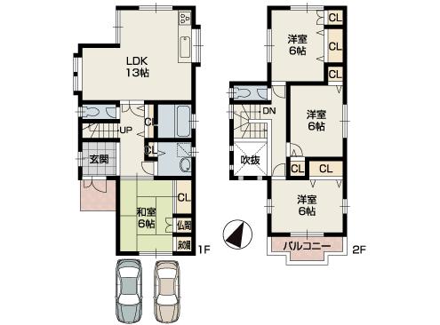 Floor plan. 17.8 million yen, 4LDK, Land area 106.65 sq m , Building area 97.2 sq m