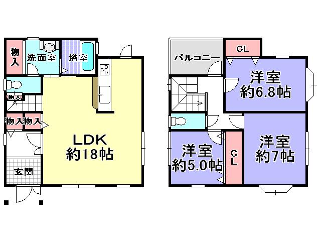 Floor plan. 24,800,000 yen, 3LDK, Land area 104.13 sq m , Building area 90.25 sq m