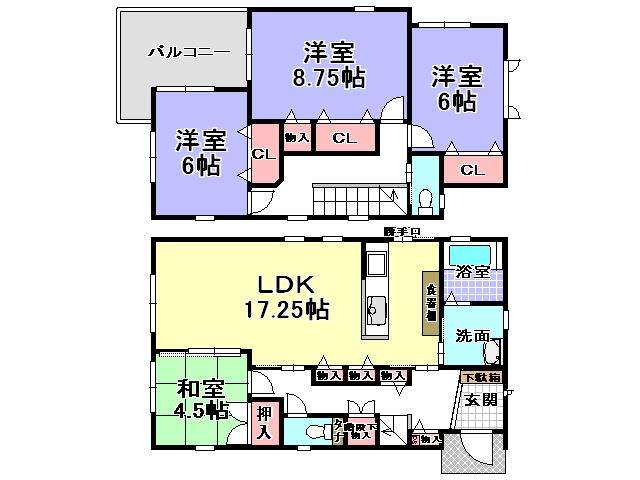 Floor plan. 34,800,000 yen, 4LDK, Land area 190.08 sq m , Building area 108.5 sq m