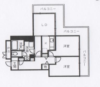 Floor plan. 2LDK, Price 13 million yen, Footprint 55.1 sq m , Balcony area 22.23 sq m