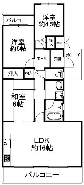 Floor plan. 3LDK, Price 13.8 million yen, Occupied area 72.31 sq m , Balcony area 15.25 sq m