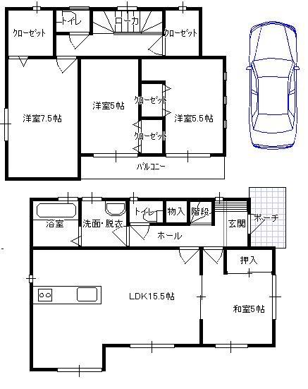 Floor plan. (Building 2), Price 25,800,000 yen, 4LDK, Land area 145.84 sq m , Building area 98.41 sq m
