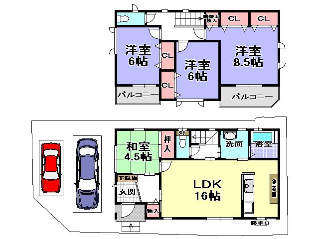 Floor plan. 36,800,000 yen, 4LDK, Land area 106.84 sq m , Building area 101.86 sq m