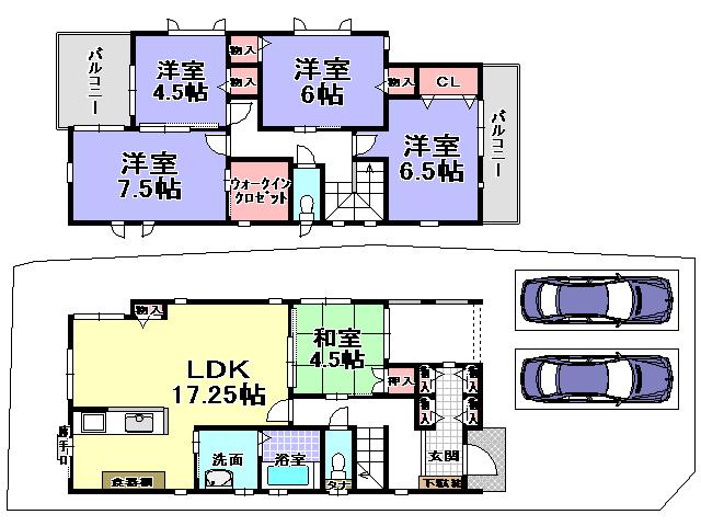 Floor plan. 39,800,000 yen, 5LDK, Land area 148.49 sq m , Building area 115.11 sq m