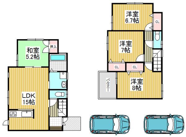 Floor plan. 24,800,000 yen, 4LDK, Land area 107.29 sq m , Building area 93.96 sq m