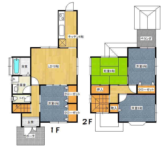 Floor plan. 12.8 million yen, 4LDK, Land area 109.92 sq m , Building area 89.91 sq m