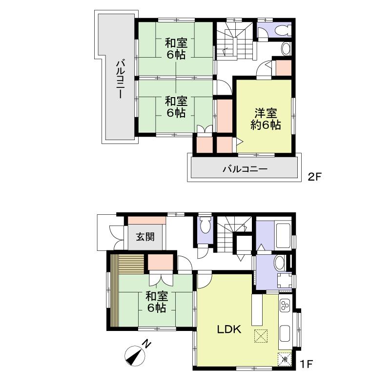 Floor plan. 14.5 million yen, 4LDK, Land area 144.64 sq m , Building area 96.05 sq m