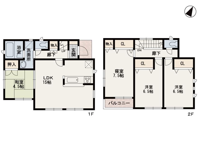 Floor plan. (No. 1 point), Price 16.8 million yen, 4LDK, Land area 105.14 sq m , Building area 92.34 sq m