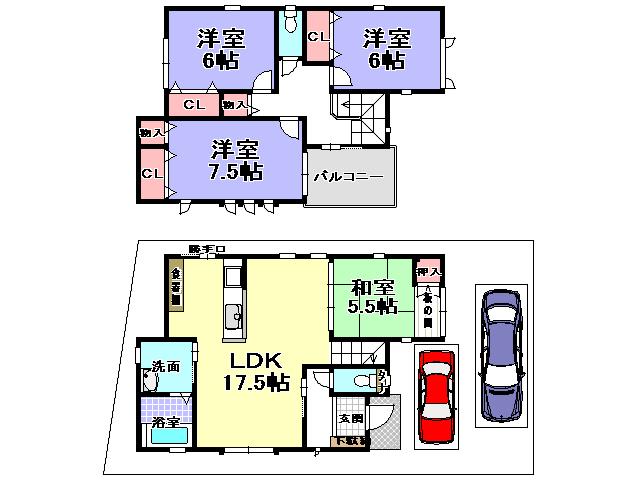 Floor plan. 27,800,000 yen, 4LDK, Land area 110.24 sq m , Building area 102.37 sq m