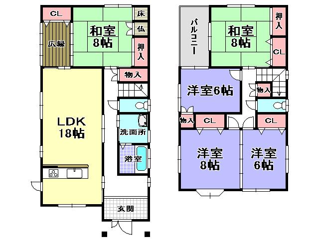 Floor plan. 31,800,000 yen, 5LDK, Land area 192.77 sq m , Building area 140.77 sq m