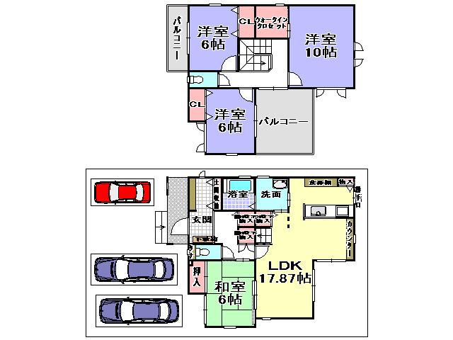 Floor plan. 28.8 million yen, 4LDK, Land area 147.27 sq m , Building area 116.15 sq m