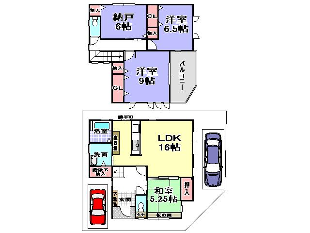Floor plan. 30,800,000 yen, 3LDK + S (storeroom), Land area 102.08 sq m , Building area 104.54 sq m