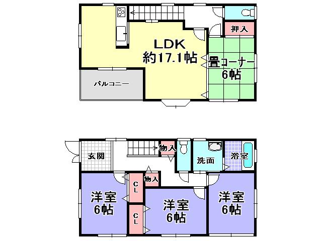 Floor plan. 18,800,000 yen, 4LDK, Land area 101.93 sq m , Building area 100.44 sq m