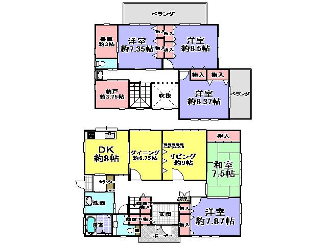 Floor plan. 38,800,000 yen, 5LDK + S (storeroom), Land area 408.23 sq m , Building area 177.51 sq m