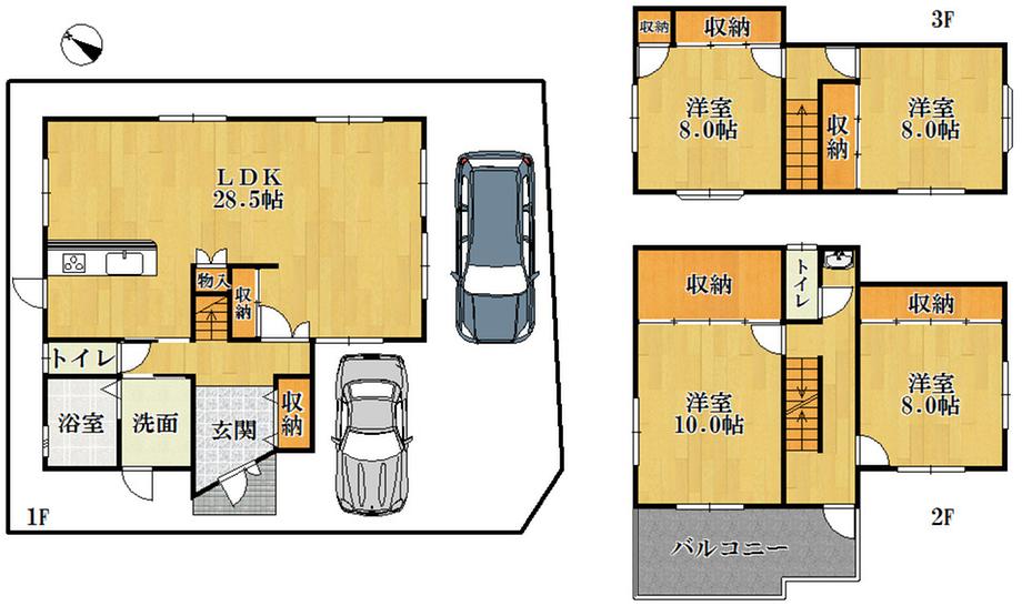 Floor plan. 28.8 million yen, 4LDK, Land area 133.01 sq m , Building area 157.59 sq m