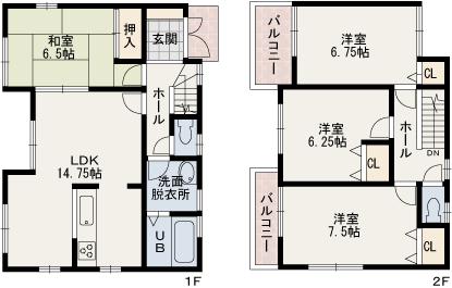 Floor plan. (No. 7 locations), Price 22,300,000 yen, 4LDK, Land area 141.56 sq m , Building area 93.95 sq m