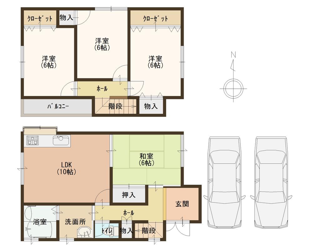 Floor plan. 13.8 million yen, 4LDK, Land area 109.56 sq m , Building area 83.83 sq m ordinary car parking two possible