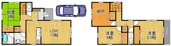 Floor plan. 21,800,000 yen, 4LDK, Land area 101.2 sq m , Building area 95.17 sq m