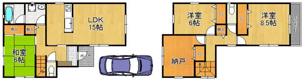 Floor plan. 22,800,000 yen, 4LDK, Land area 101.21 sq m , Building area 102.87 sq m