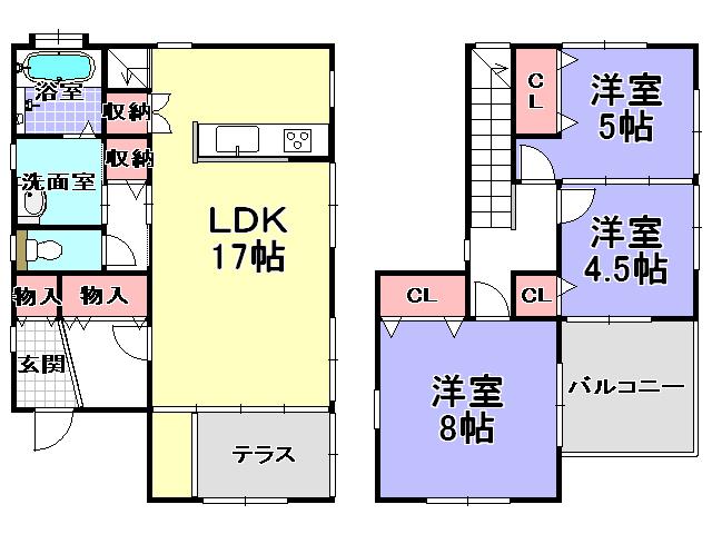 Floor plan. 20.8 million yen, 3LDK, Land area 123.77 sq m , Building area 92.73 sq m