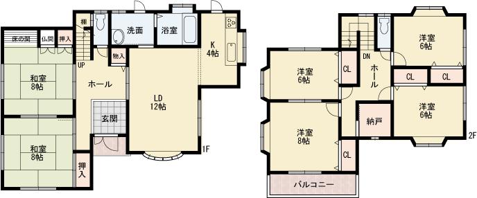 Floor plan. 27,800,000 yen, 6LDK + S (storeroom), Land area 181.8 sq m , Building area 149.2 sq m