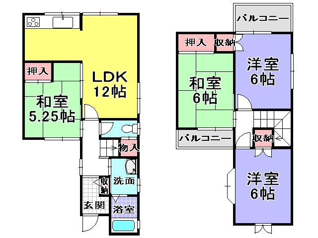 Floor plan. 16.8 million yen, 4LDK, Land area 75.9 sq m , Building area 80.73 sq m