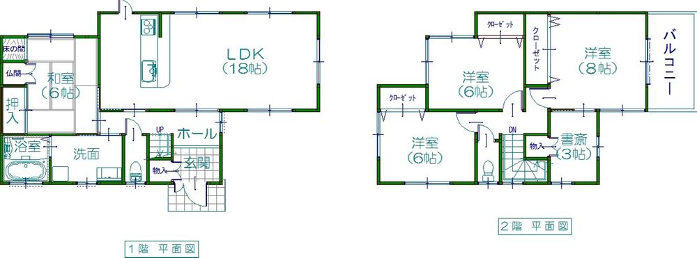 Other building plan example. Building plan example (No. 5 locations) Building price 19,760,000 yen, Building area 114.27 sq m