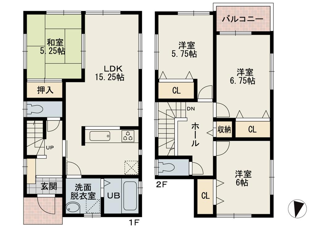 Floor plan. (No. 2 locations), Price 21,800,000 yen, 4LDK, Land area 119.18 sq m , Building area 96.88 sq m