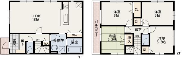 Floor plan. (Building 2), Price 17.5 million yen, 4LDK, Land area 101.15 sq m , Building area 94.76 sq m