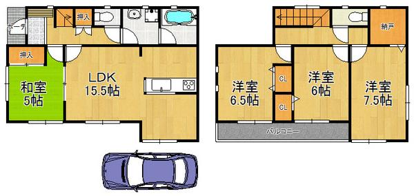 Floor plan. 21,800,000 yen, 4LDK, Land area 100.4 sq m , Building area 95.17 sq m